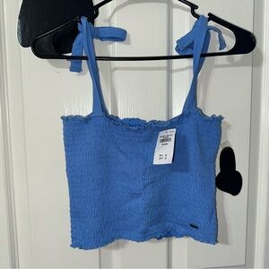 Hollister Light Blue Smocked Crop Top